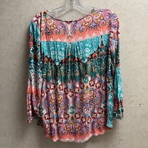 Cupio Womens Top Size L Long Sleeve Multicolor Paisley Print Blouse‎